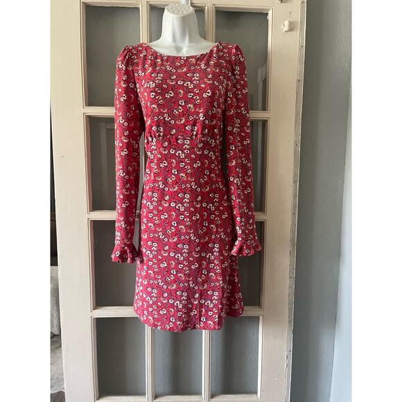 Free People Say Hello Boho Red Floral  Mini Dress - Picture 7 of 12